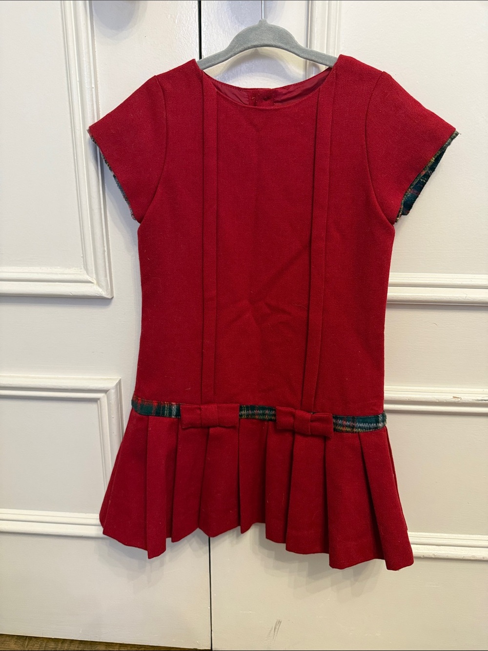 Jacadi Red Short-Sleeve Pleated Waist-Bow Dress
